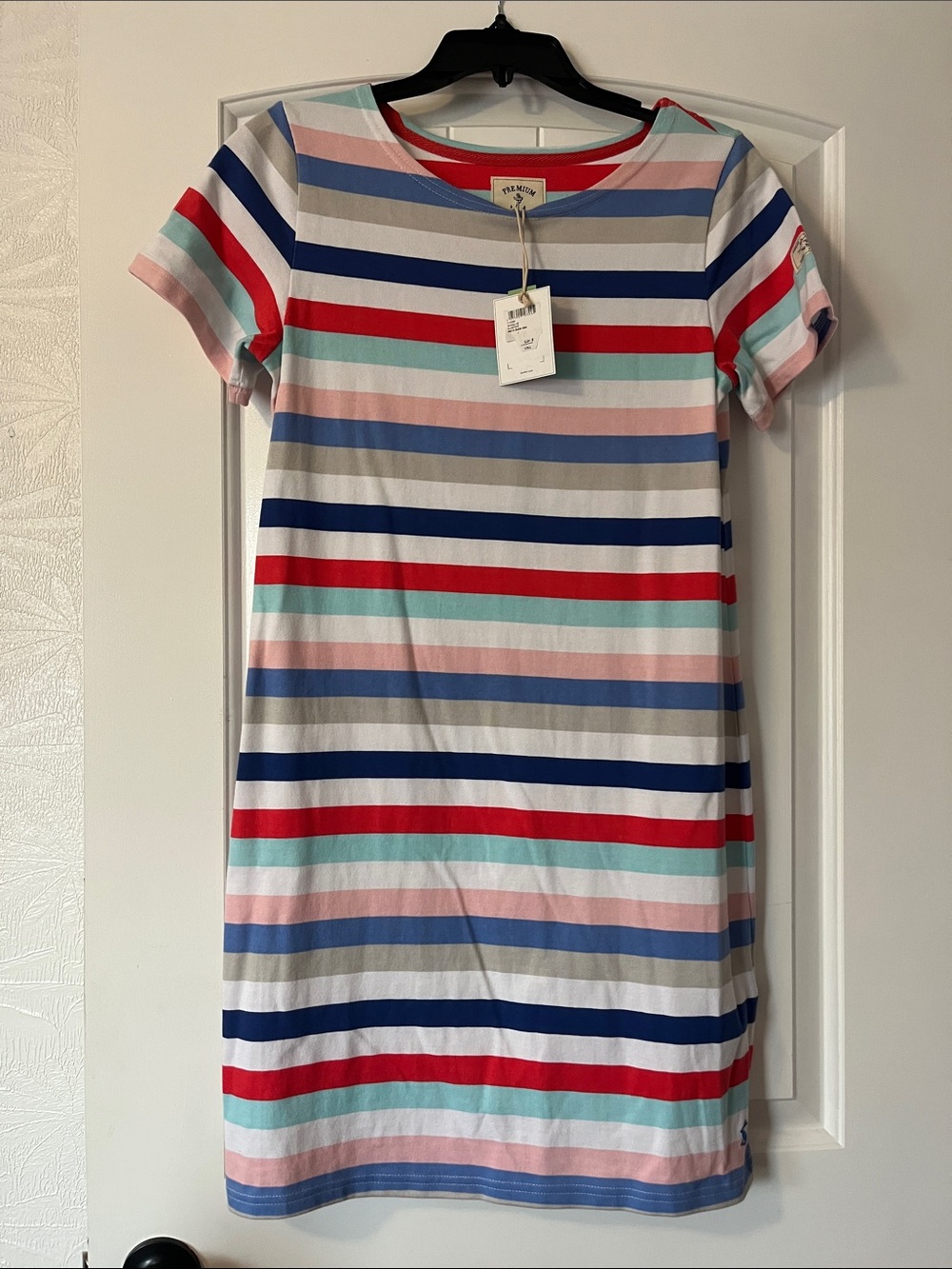 Joules Multicolor Striped Short-Sleeve Midi Dress